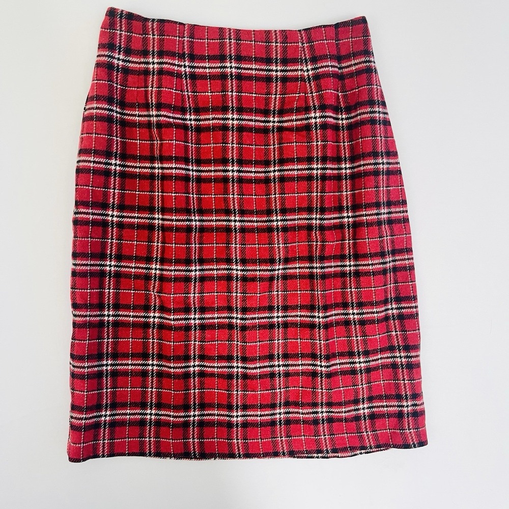 VTG J.G. Hook Red Plaid Wool Blend Pencil Skirt Womens Size 8‎ Y2K